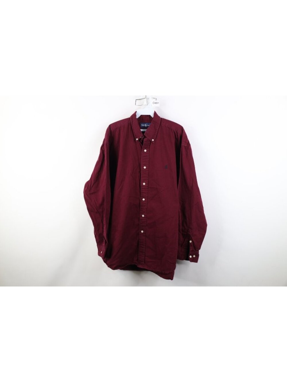 Vintage 90s Ralph Lauren Mens XL Faded Blake Collared Button Down Shirt Burgundy